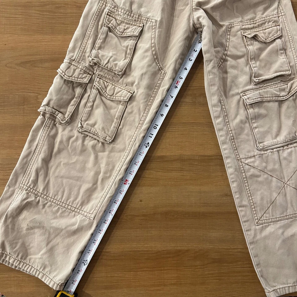 Pacsun Baggy Cargo Pants Tan Mens Size S Drawstring Utility Pockets - Image 4 of 4