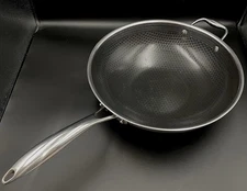Hexclad Hybrid Cookware Stainless Steel Pan Nonstick 12" Wok - NO LID - Nice!