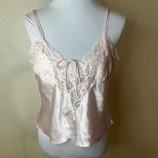 Victoria  s Secret Gold Label Vintage Light Pink Satin lace cami shirt MEDIUM