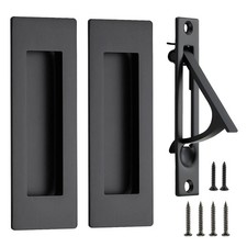 2 Pack 4.72" Pocket Door Handles 1 Finger Edge Pull, Black Recessed Flush R...
