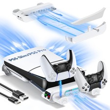 PS5 Slim/Pro Horizontal Cooling Stand for Disc Digital Dual Controller Charger