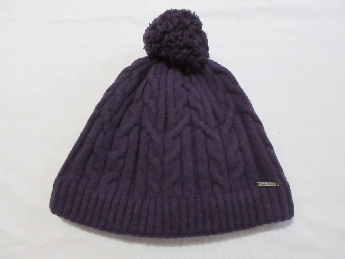 L.L.Bean Lambswool Knit Beanie Hat Pom Pom Purple OSFA LL Bean Beanie Knit Hat Cap Kids OS Lambswool Pom | eBay main image 3