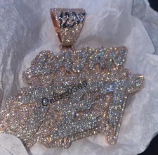 4.30ct Real Moissanite Men's Custom Word  Number Plate Pendant 925 silver