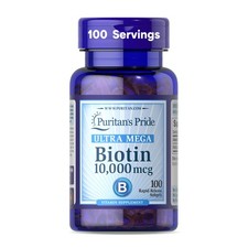 Puritan's Pride Premium Ultra Mega Biotin 10,000mcg, 50 Count Pack of 1 