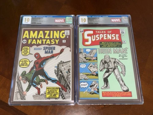 10 Marvel 1oz SILVER FOIL CGC 10.0 Amazing Fantasy 15 Tales of Suspense 39 Hulk