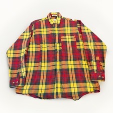 Sears Roebuck Plaid Shirt L Large Button Up Single Needle Long Sleeve Vintage