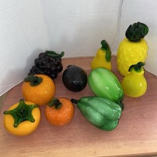 Vintage Murano Style Art Glass Hand Blown Fruit and Vegetables 10 Pieces