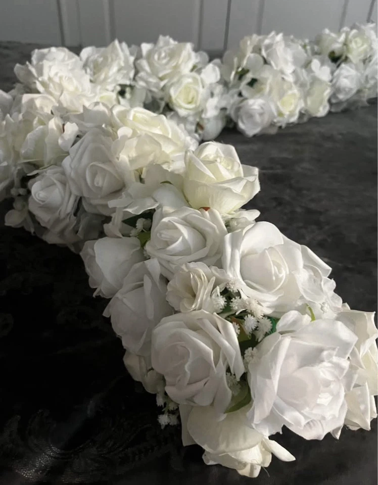 White Rose Floral Garland Artificial Flowers 6ft - Image 4 of 4
