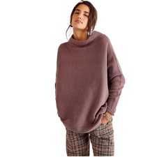 Free People Ottomon Slouchy Oversized Mocked Neck Ribbed Sweater Size XS