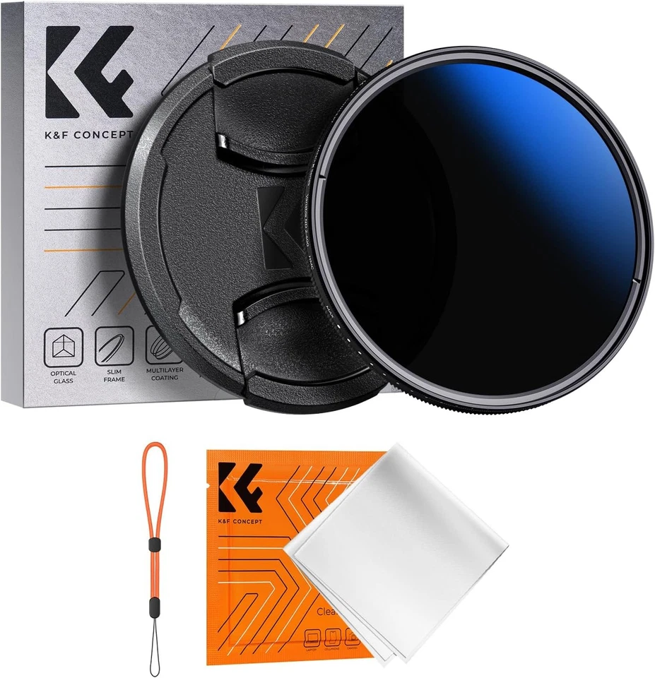 K&F Concept Variable ND2-ND400 Filter Adjustable ND Lens Filter w/ Filter Cap