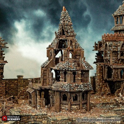 Ruined City Manor - Cities of Ramshackle and Ruin - Printable Scenery - Terrain,