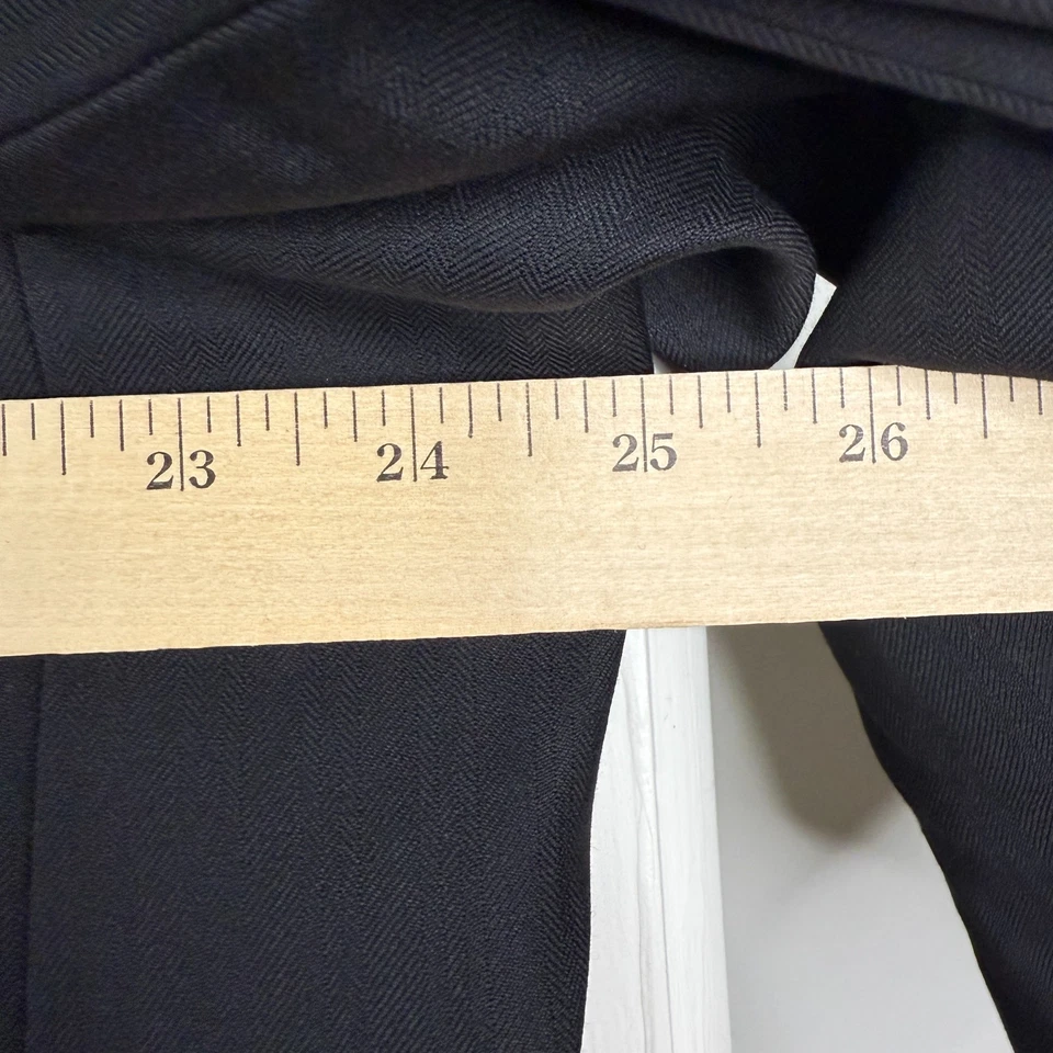 Halston Suit Mens 50R Black Herringbone 3 Button 100% Wool Pants 42x25 Italy - Image 3 of 4