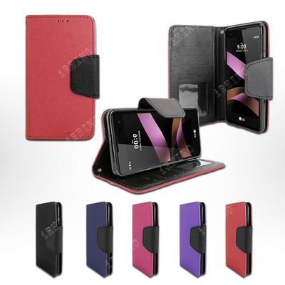 For LG X POWER K450 Soft Credit Card Leather Wallet Flip Folio Stand Case Cover