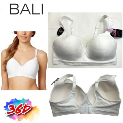 NWT Bali 36D Comfort Revolution Shaping Wireless Smoothing Bra DF3463 White.
