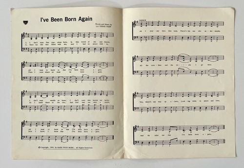 I've Been Born Again Blue Ridge Quartet 1969 Vtg Sheet Music Shape Note Gospel - Picture 2 of 3