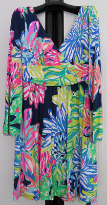 Lilly Pulitzer Kleid Empire Blusenkleid Blumen Gr. M Langarm