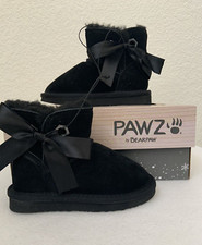 PAWZ by Bearpaw Amelia Youth Girls Faux Fur Lined Suede Ankle Bow Boots 10