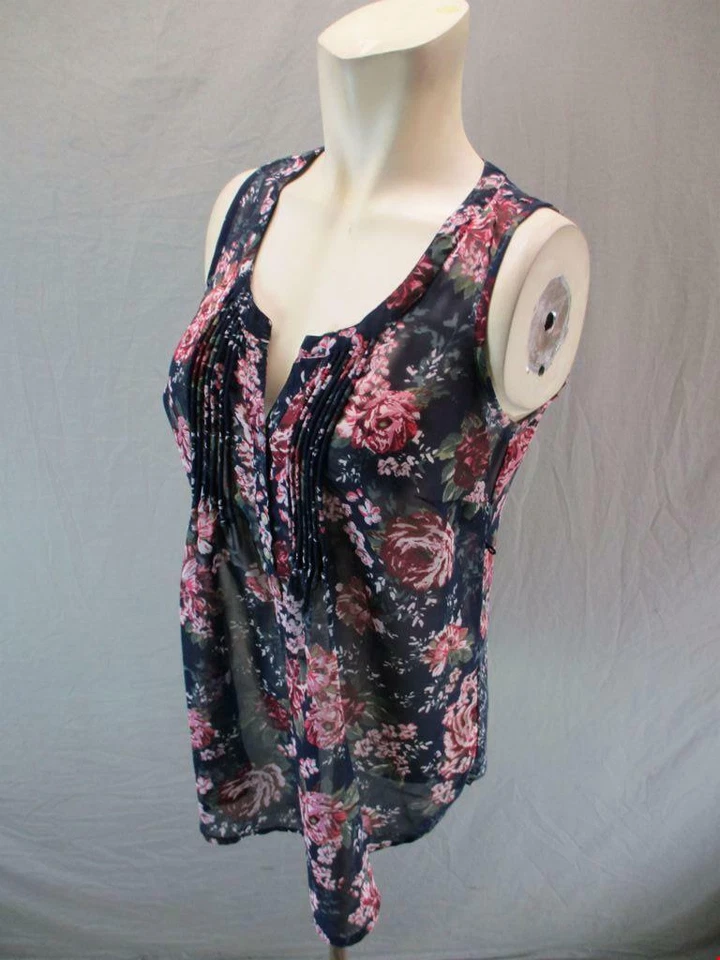 Blusa Henley Maternidad Talla S Mujer Negra Floral Sin Mangas Maternidad Top6G698 Foto 3 de 4