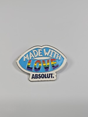 Made with Love Absolut Lapel Pin Vodka Lips Rainbow