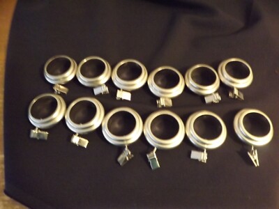 12 round SILVER curtain ring clips LAST SET!