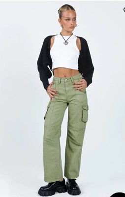 Princess Polly Size 2 Green Cargo Utility Pants