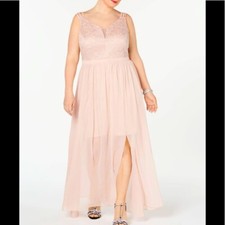 Women  s Formal Dress Plus Size 20W 22W MORGAN  CO Blush Pink Lace Formal Sheath