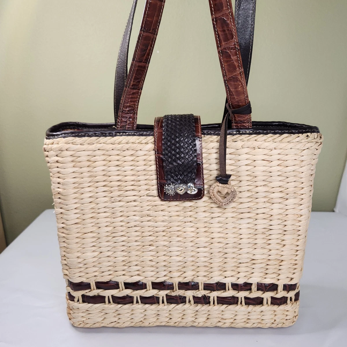 Brighton - D32284 Hand in Hand Lookbook - Brighton Carrera Raffia Handbag  Black-Chocolate - Handbags by Brighton