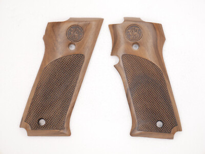 Smith & Wesson Model 59, S&W MOD 59 custom walnut wood grips ''Logo & checkered''