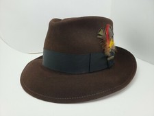 STETSON BANGOR FUR FELT HAT FEDORA CORDOVA BROWN + DARK BAND MADE IN USA