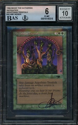 マジック：ザ・ギャザリング Amy Waber 1994 MTG Antiquities #30 Argothian Treefolk Amy Weber Signed BGS 6