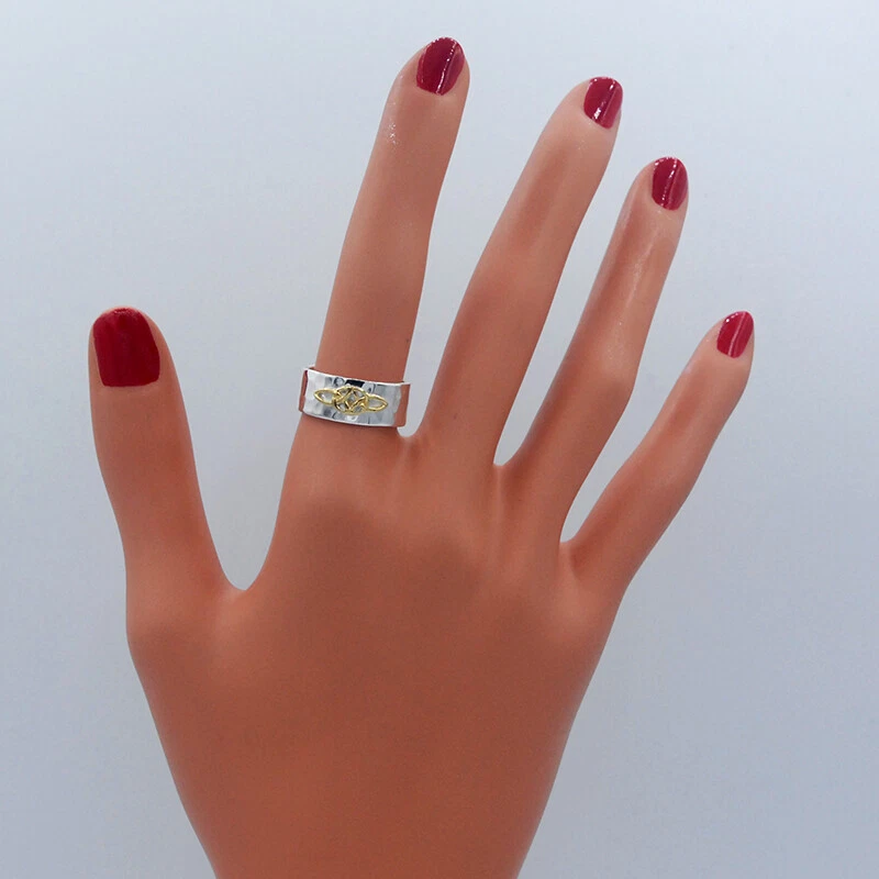 SOLID Sterling Silver Love Serch Bythol Knot Celtic Ring 1 micron Gold Plated