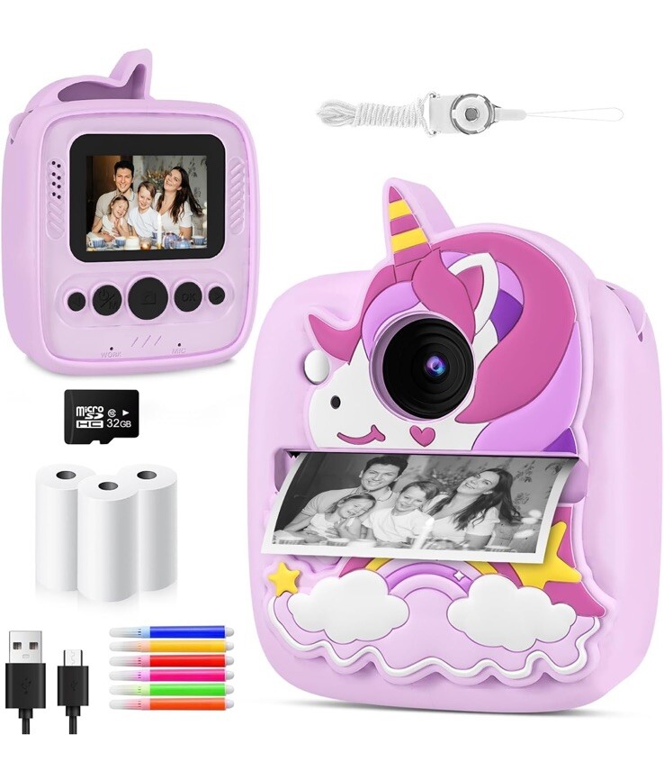 CHRERNA Kids Camera Instant Print, 48MP Instant Camera for Kids,1080P Kids Digit-image