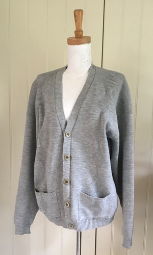 CARDIGAN Grey V-neck Men 70s Vintage 