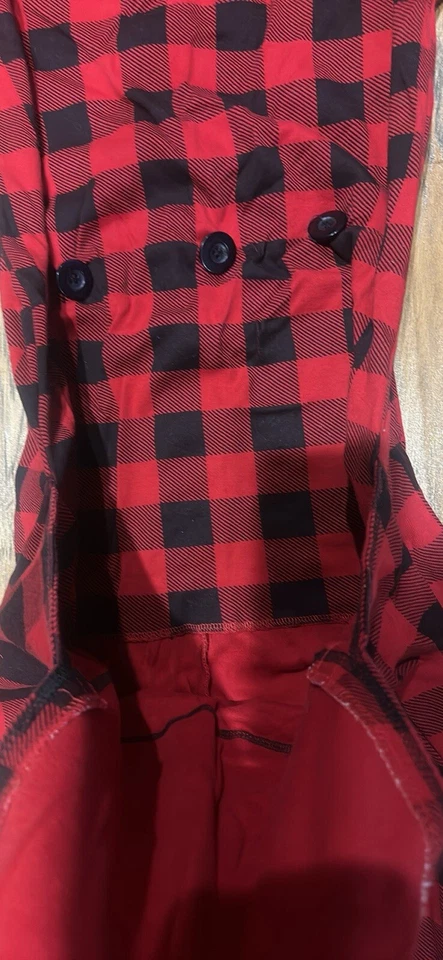One Piece Pajama Adult Small Lazy One Bear Cheeks Buffalo Plaid Flapjack Bottom - Image 3 of 4