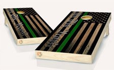 American Flag We The People Thin Green Line Cornhole Board Vinyl Wrap Laminated