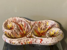 Vintage 1970s Large Ceramic Table PSYCHEDELIC ASHTRAY Drip Glaze Pottery