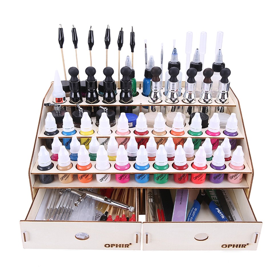 80 Holds Acrylic Paint Bottle Rack Model Organizer Stand Wooden Storage