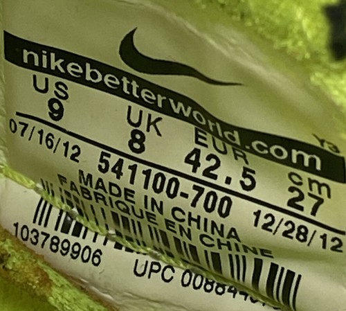 2012 Nike Air LeBron 10 Volt LBJ X Basketball Sneaker Shoes Men’s Size 9 - Picture 9 of 10