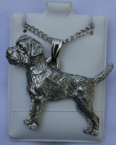 Border Terrier Dog Harris Fine Pewter Pendant w Chain Necklace USA Made - Picture 1 of 1