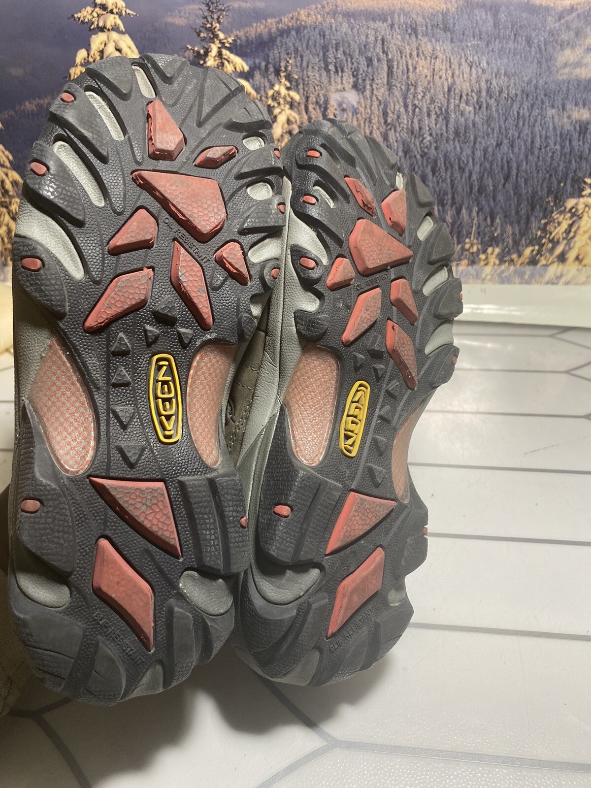 Scarpe da uomo marroni Keen in pelle taglia 8