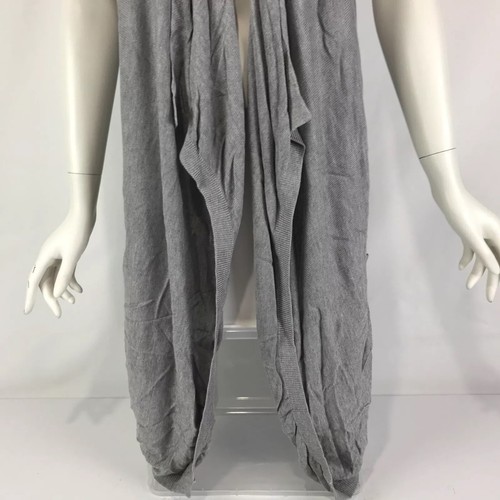 Dotti Vest Grey Size S 8 10 Sleeveless Long Line Open Waterfall Front Fine Knit - Picture 3 of 14