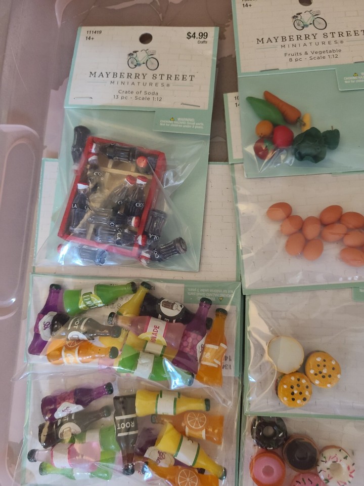 NEW Mayberry Street Miniatures Doll House Lot Of 14 Food & Soda Items