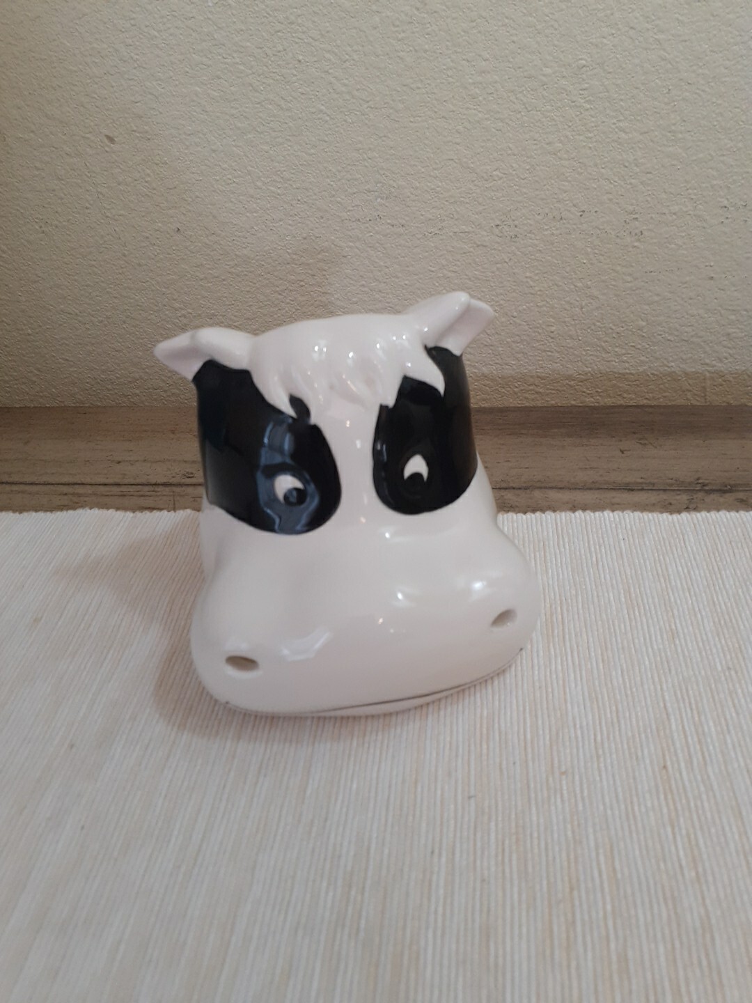Vtg ceramic cow Dish Sponge Holder, Farmhouse Kitchen Soap Holder Black/White-image