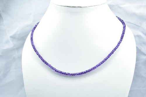 Schöne Amethyst facettierte Rondell Edelstein Perlen Halsketten 18 Zoll Mädch... - Bild 9 von 13
