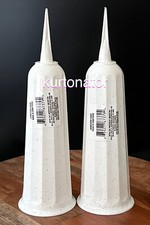2x Cemetery Flower Vase with Spike WHITE GRANITE LOOK 10 inches NEW Plastic