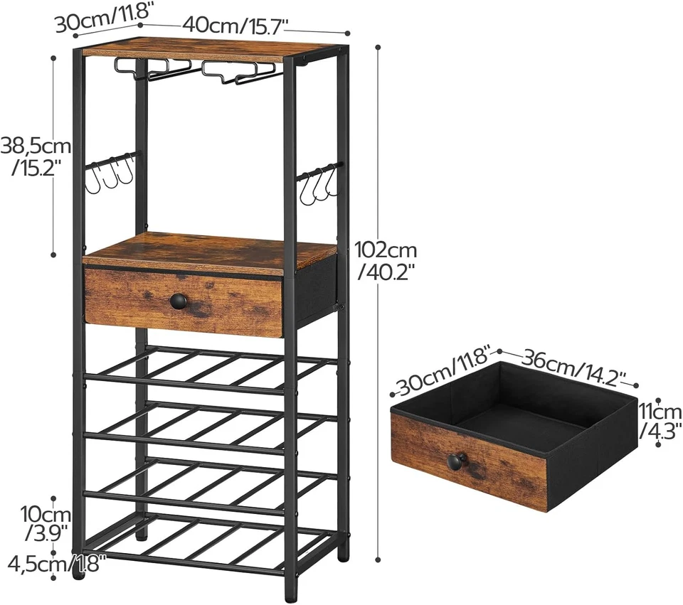 Scaffale Porta Vino, Portabottiglie a 6 Livelli Con Porta Calici, Organizzatore  - Immagine 3 di 4