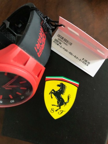 NWT Men's Ferrari Scuderia Black & Red Watch $135 0830194. Japanese movement. - Picture 7 of 8