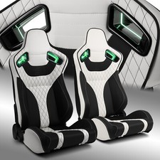 Noen Racer Seriesreclinable Univeral Pvc Racing Seats Pair Blackwhite