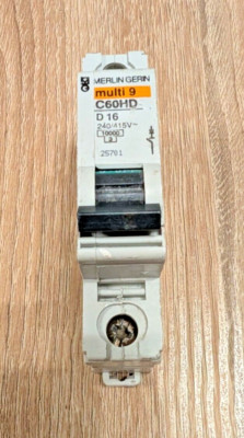 Merlin Gerin C60HD116 16 AMP TYP D 10kA MCB BREAKER SCHNEIDER 25701 MULTI 9