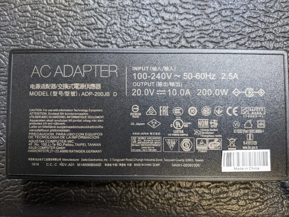Nuevo Cargador Adaptador de CA Original OEM Original Asus ADP-200JB D 200W 20V 10A Foto 3 de 4